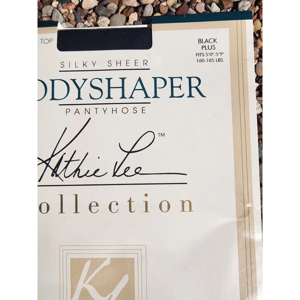 Kathie Lee BodyShaper Vintage Pantyhose Silky Sheer Control Top Black